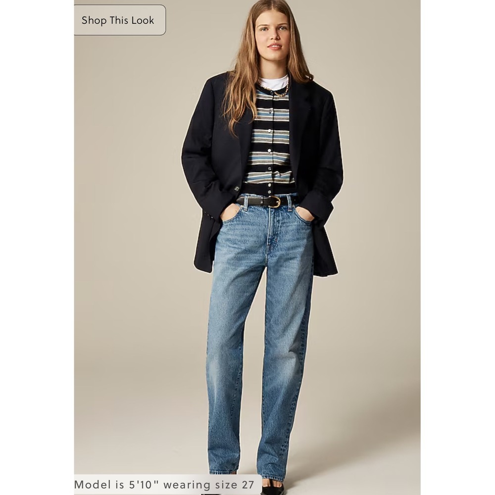 J.Crew Women's‎ Mid-Rise Slouchy Straight Jeans Light Wash Denim Size 31 NEW